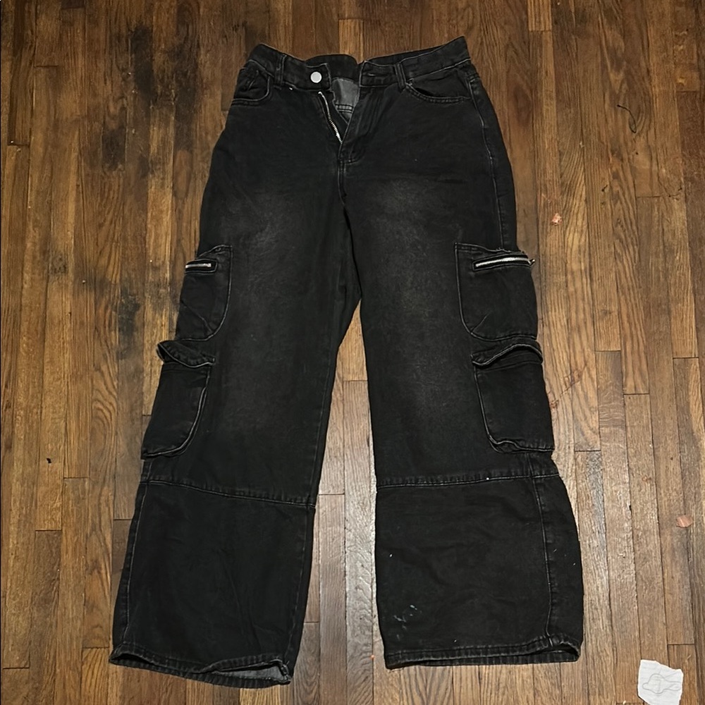 ROMWE Black Cargo Women Jeans